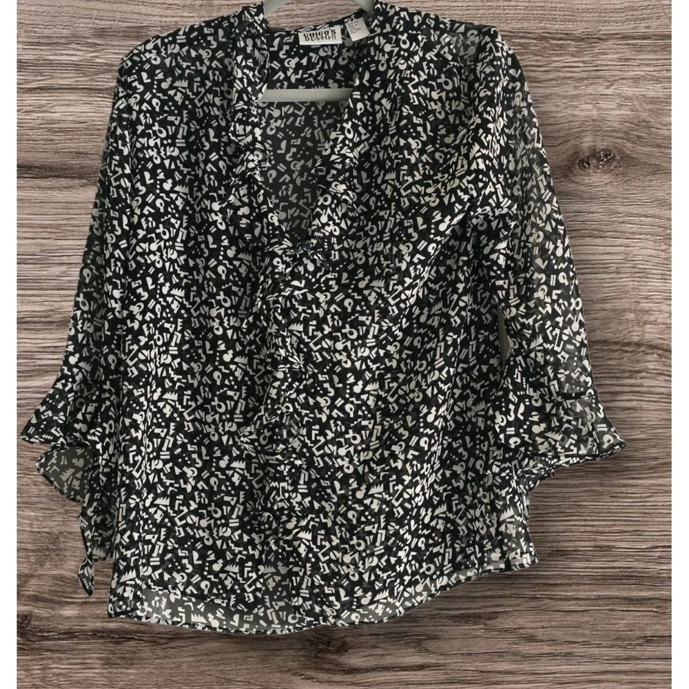 Chico's‎ Design Womens blouse 100% Silk Ruffle Front Asymmetric   Size 1